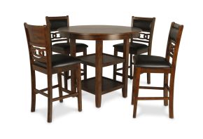 New Classic D1701-52S-BRN Gia - 5 Piece Round Counter Dining Set - Brown