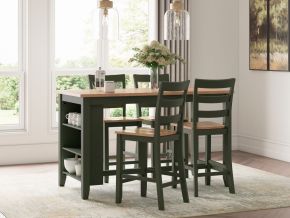 Signature Design by Ashley® D401/13/124(2) Gesthaven - 5 Pc. - Rectangular Dining Room Counter Table, 4 Barstools - Natural / Green
