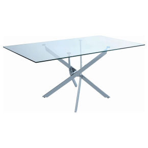 CoasterEveryday 107931 Carmelo - Rectangular Glass Top Dining Table - Chrome