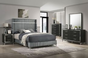 Coaster Fine Furniture 224991Q-S5 Lucia - 5 Piece Queen Bedroom Set Black - Gray And Black