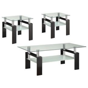 Coaster Fine Furniture 702288-S3 Dyer - 3 Piece Rectangular Coffee And End Table Set - Black