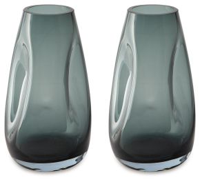 Ashley Furniture A2900010 Beamund - Vase (Set of 2) - 9" - Teal Blue