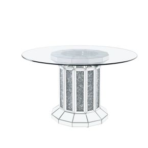ACME 72140 Noralie - Dining Table - Clear Glass Top & Mirrored & Faux Diamonds