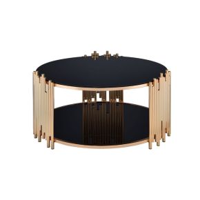ACME 84490 Tanquin - Coffee Table - Gold & Black Glass