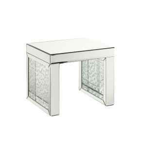 ACME 88066 Nysa - 16" Accent Table - Mirrored & Faux Crystals Inlay