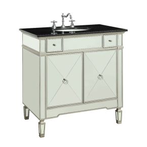 ACME 90345 Atrian - Sink Cabinet - Black Marble & Mirrrored