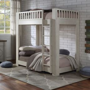 ACME BD00612 Cedro - Twin Over Twin Bunk Bed - Weathered White