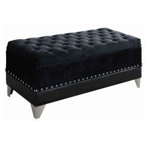 CoasterElevations 300644 Barzini - Velvet Upholstered Tufted Storage Bench - Black