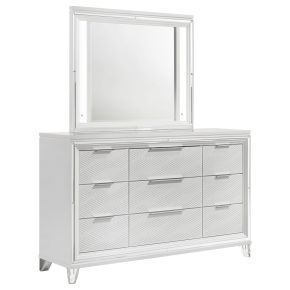 Coaster Fine Furniture 224963M Marmore - 9-Drawer Dresser And LED Mirror - White