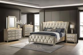 Coaster Fine Furniture 222661KE-S5 Lorient - 5 Piece Eastern King Bedroom Set - Ivory And Camel