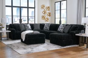 Signature Design by Ashley® 98103/66/77/34/17/08 Midnight-Madness - 5 Pc. - 4-Piece Sectional With Raf Corner Chaise, Ottoman - Onyx