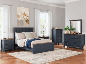 Signature Design by Ashley® B414/21/26/45/87/84/86/92(2) Landocken - 8 Pc. - Dresser, Mirror, Chest, Full Panel Bed, 2 Nightstands - Brown / Blue