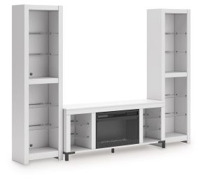 Ashley Furniture W2722W1 Brollevi - 3-Piece Entertainment Center With Fireplace - White