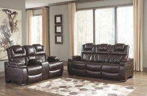 Signature Design by Ashley® 75407/15/18 Warnerton - Chocolate - 2 Pc. - Power Sofa, Loveseat