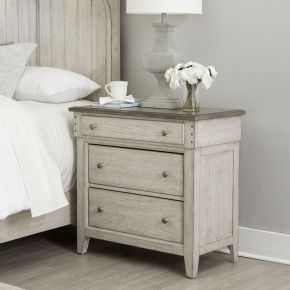 Liberty Furniture 457-BR62 Ivy Hollow - 3 Drawer Bedside Chest With Charging Station - White