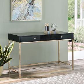 ACME 93540 ACME 93540 Ottey - Writing Desk - Black High Gloss & Gold