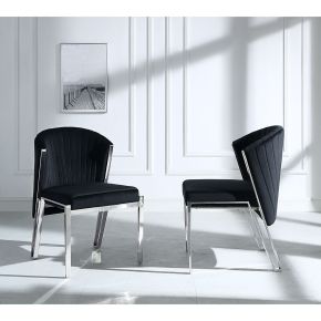 ACME DN01955 Fallon - Side Chair (Set of 2) - Black Velvet & Mirrored Silver