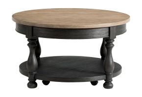 Riverside Furniture 32301 Barrington - 2 Tone Round Coffee Table - Antique Oak / Matte Black