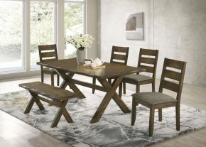 CoasterEveryday 106381-S6 Alston - 6 Piece Rectangular Dining Table Set - Knotty Nutmeg