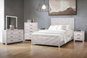 New Classic 00-3314-36N Biscayne - 5/0 Queen 6 Piece Bedroom Set (Bed & Dresser & Mirror & Chest & 2 Nightstands) - Gray