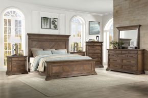 New Classic 00-658-26N Mar Vista - 6/0 Western King 6 Piece Bedroom Set (Bed & Dresser & Mirror & Chest & 2 Nightstands) - Light Brown