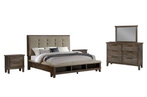 New Classic 00-594G-25N Cagney - 6/0 California King 5 Piece Bedroom Set (Bed, Dresser, Mirror, 2 Nightstands) - Vintage Brown