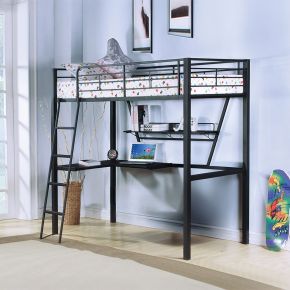ACME 37275 Senon - Twin Loft Bed With Desk - Silver & Black