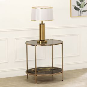 ACME LV02223 Fiorella - End Table - Black Marble Print & Champagne