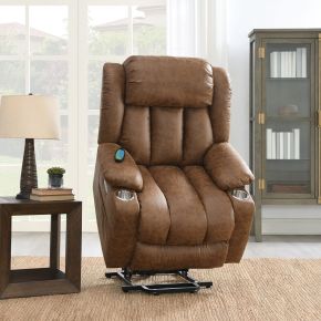 ACME LV02997 Omarion - Power Recliner With Lift & Heating & Massage - Brown Leather Aire