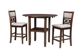 New Classic D1701-42S-CHY Gia - 3 Piece Dining Set (Counter Drop Leaf Table & 2 Chairs) Fabric - Cherry