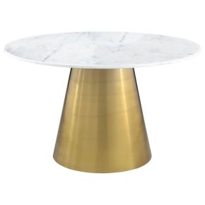 Coaster Fine Furniture 107600 Ambrose - Round Marble Top Dining Table - Brushed Gold