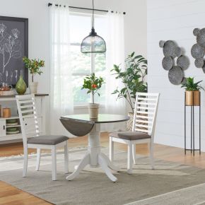Liberty Furniture 182-CD-3DLS Brook Bay - 3 Piece Drop Leaf Set - Textured White / Carbon Gray
