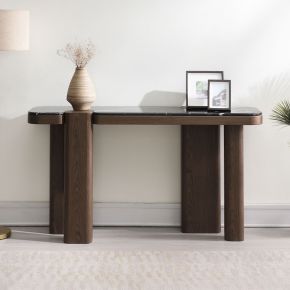 ACME AC03091 Dana - Console Table - Faux Marble Top, Black & Dark Walnut