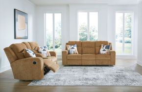 Signature Design by Ashley® 38605/88/94 Kanlow - 2 Pc. - Reclining Sofa, Reclining Loveseat With Console - Honey