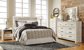 Signature Design by Ashley® B331/31/36/46/57/91(2) Bellaby - 6 Pc. - Dresser, Mirror, Chest, Queen Panel Headboard, 2 Nightstands - Whitewash