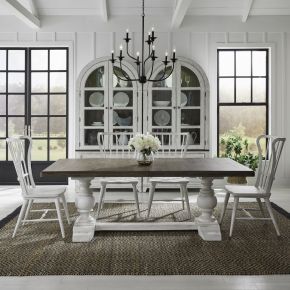 Liberty Furniture 237-DR-5TRS River Place - 5 Piece Trestle Table Set - White