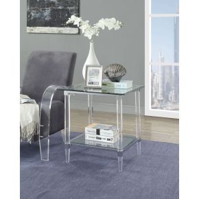 ACME 80942 Polyanthus - End Table - Clear Acrylic, Chrome & Clear Glass - 24"