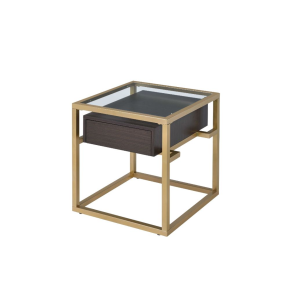 ACME 83342 Yumia - End Table - Gold & Clear Glass - 23"