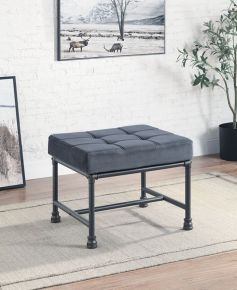 ACME AC00427 Brantley - Ottoman - Gray Velvet & Sandy Gray Finish