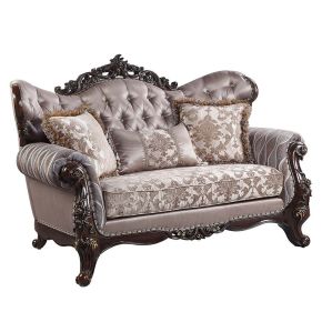 ACME LV00810 Benbek - Loveseat - Fabric & Antique Oak Finish