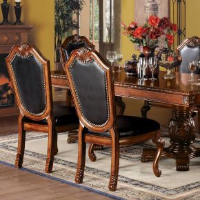 ACME 10038A Chateau De Ville - Side Chair (Set of 2) - Black PU & Cherry