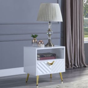 ACME LV01140 Gaines - End Table - White High Gloss
