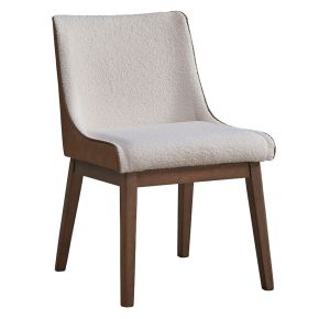 ACME DN02308 Ginny - Side Chair (Set of 2) - White Boucle, Brown Velvet & Walnut