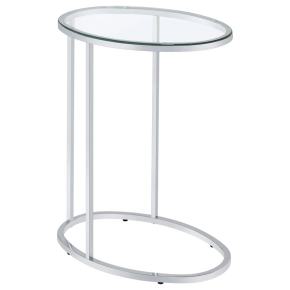 CoasterEveryday 902927 Kyle - Oval Glass Top C-Shaped Sofa Side Table - Chrome