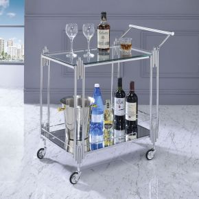 Furniture of America CM-AC537 Ebba - Serving Cart - Pearl Silver