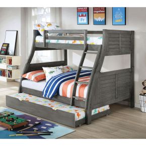 Furniture of America CM-BK963GY-BED Hoople - Twin Over Full Bunk Bed - Gray