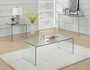Coaster Fine Furniture 705328-S3 Ripley - 3 Piece Bent Glass Coffee And End Table Set - Clear