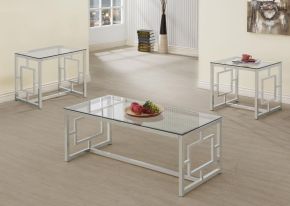 Coaster Fine Furniture 703738-S3 Merced - 3 Piece Rectangular Coffee And End Table Set - Nickel