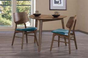 New Classic 40-D1651-D2FC Oscar - Corner Table With 2 Teal Cushion Chairs - Brown