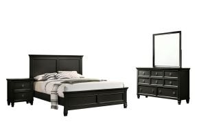 New Classic 02-044B-14N Tamarack - 6/6 King 4 Piece Bedroom Set (Bed, Dresser, Mirror, Nightstand) - Black